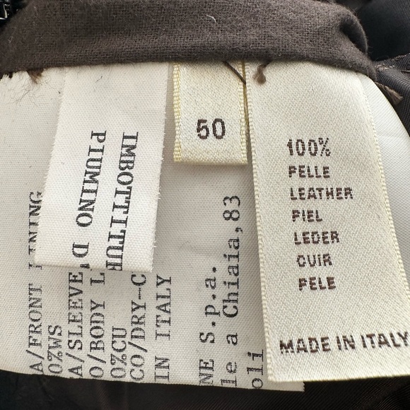 Kiton Napoli brown suede pelle leather puffer coat size 50 - Picture 8 of 10